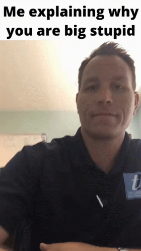 A Man In A Blue Shirt Is Explaining Why You Are Big Stupid GIF