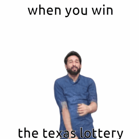 A Man In A Blue Shirt Is Flexing His Muscles With The Words When You Win The Texas Lottery GIF