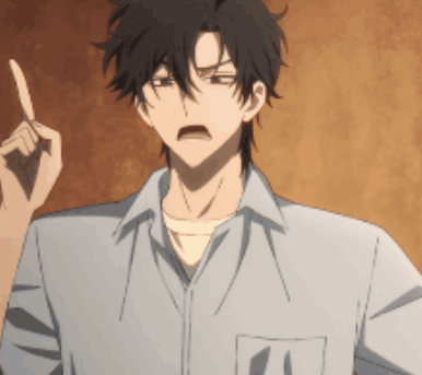 A Man In A Blue Shirt Is Pointing Up GIF