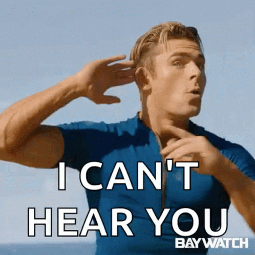 A Man In A Blue Shirt Is Saying I Can 'T Hear You Baywatch . GIF