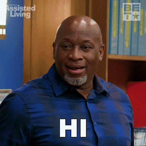 Man In Blue Shirt Saying Hi GIF
