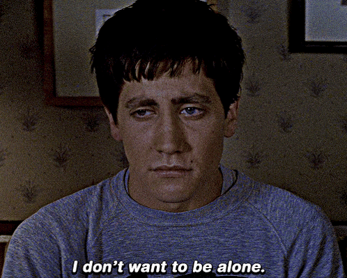 A Man In A Blue Shirt Says " I Don T Want To Be Alone " GIF