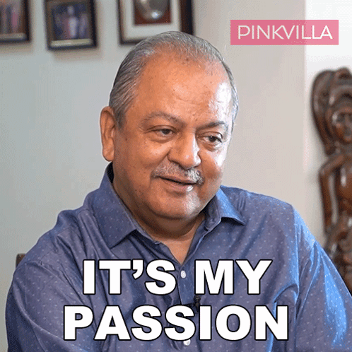 A Man In A Blue Shirt Says It 'S My Passion In White Letters GIF