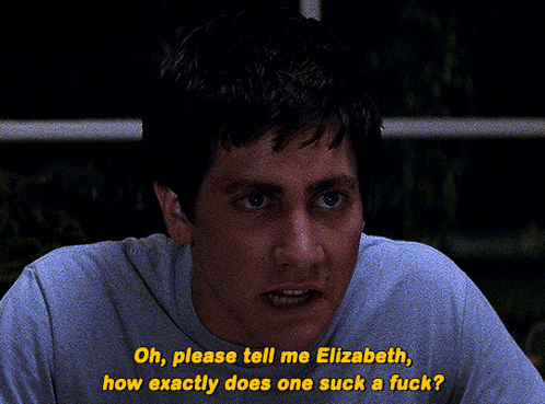 A Man In A Blue Shirt Says " Oh Please Tell Me Elizabeth " GIF