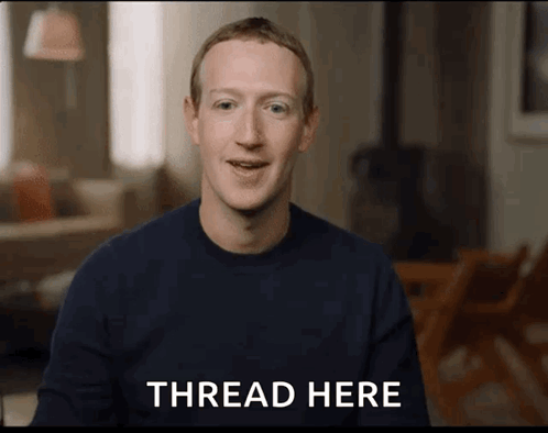 A Man In A Blue Shirt Says Thread Here In A Video GIF