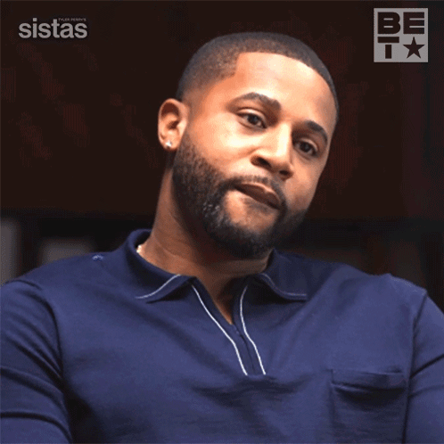 A Man In A Blue Shirt Says " You Lyin ' " GIF