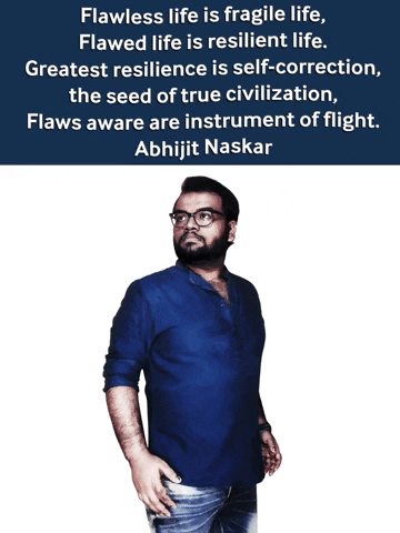 A Man In A Blue Shirt Stands In Front Of A Quote By Abhijit Naskar GIF
