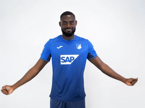 A Man In A Blue Shirt That Says Sap On It GIF