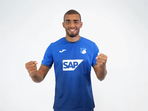 A Man In A Blue Shirt That Says Sap On It GIF