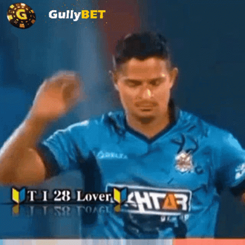 A Man In A Blue Shirt That Says T I 28 Lover GIF