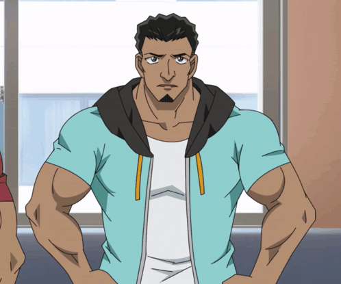 A Man In A Blue Shirt With A Black Hood GIF
