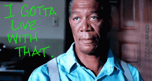A Man In A Blue Shirt With The Words I Gotta Love With That Written In Green GIF