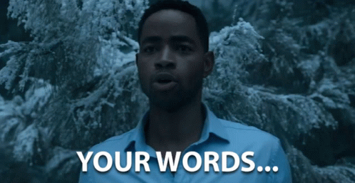 A Man In A Blue Shirt With The Words Your Words GIF
