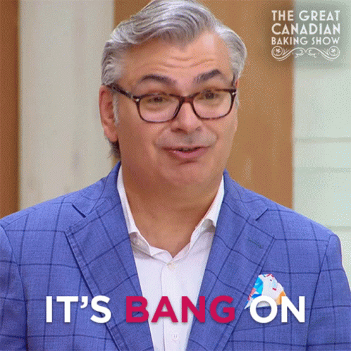 a man in a blue suit says it 's bang on in red