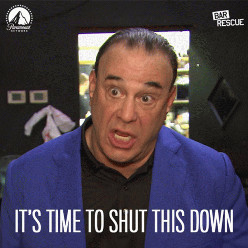 Man In Blue Suit Saying Time To Shut This Down GIF