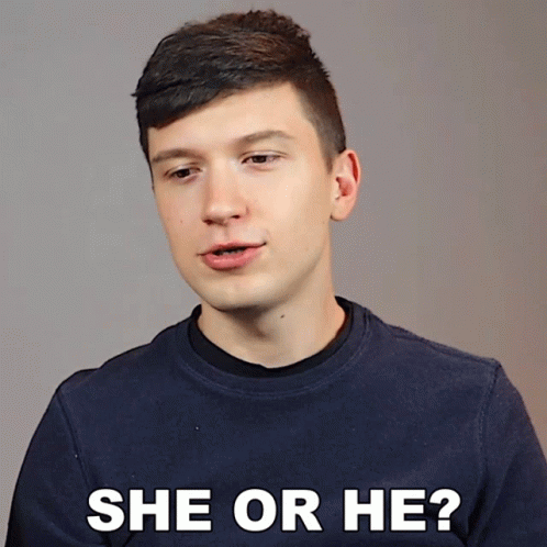 A Man In A Blue Sweater Is Asking The Question She Or He GIF