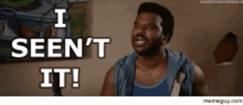 A Man In A Blue Tank Top Says " I Seen 'T It ! " GIF