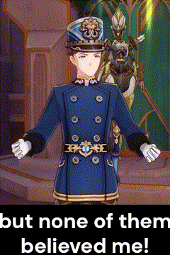 A Man In A Blue Uniform Is Standing In Front Of A Sign That Says None Of Them Believed Me GIF