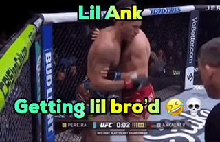 A Man In A Boxing Ring With The Words Getting Lil Bro 'D On The Bottom GIF