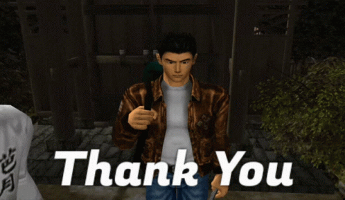 A Man In A Brown Jacket Is Standing In Front Of A Thank You Sign GIF