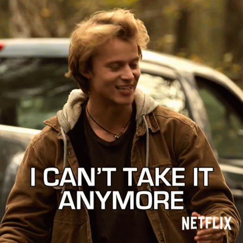 A Man In A Brown Jacket Says " I Can 'T Take It Anymore " In Front Of A Car GIF