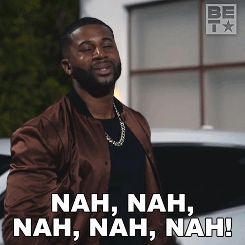A Man In A Brown Jacket Says Nah Nah Nah GIF
