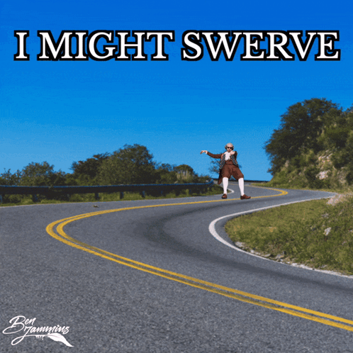 A Man In A Brown Suit And White Socks Is Walking Down A Road With The Word Woahhhh Above Him GIF