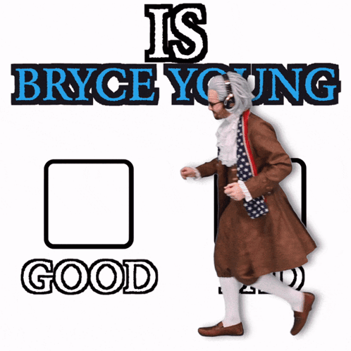 A Man In A Brown Suit Is Writing On A White Board That Says Is Bryce Young GIF