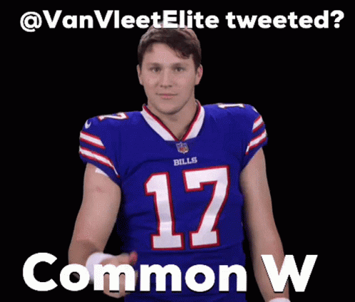 A Man In A Buffalo Bills Jersey With The Number 17 GIF