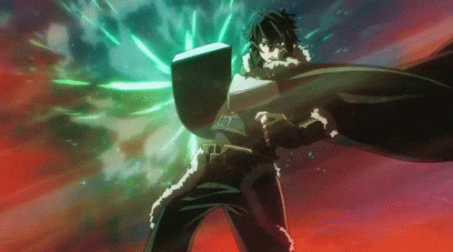 A Man In A Cape Is Holding A Shield In His Hand GIF