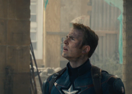 Man In Captain America Uniform Looking Up GIF