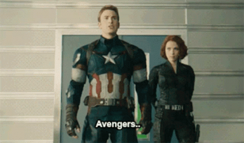 Captain America Stands Next To Woman Says Avengers GIF