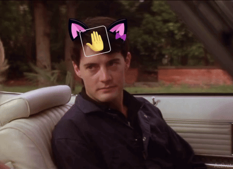 a man in a car with a cat ear on his head