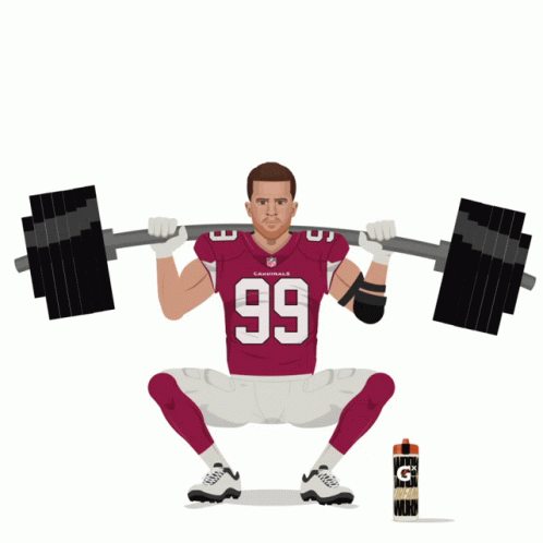 A Man In A Cardinals Jersey Is Lifting A Barbell GIF