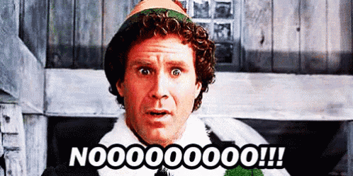Elf Making Funny Face Saying Nooo GIF