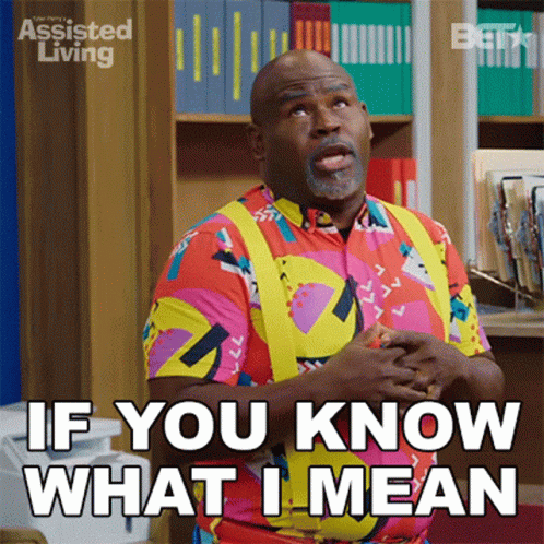 A Man In A Colorful Shirt And Suspenders Is Saying `` If You Know What I Mean '' GIF