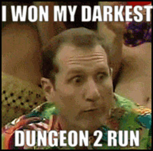 A Man In A Colorful Shirt With A Caption That Says I Won My Darkest Dungeon 2 Run GIF