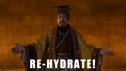 Man In Costume Saying Re-Hydrate GIF