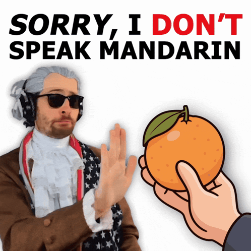 A Man In A Costume Says Sorry I Don T Speak Mandarin GIF
