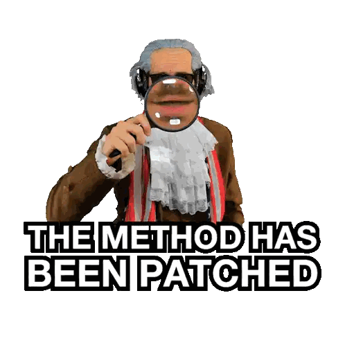 a man in a costume with the words the method has been patched above him