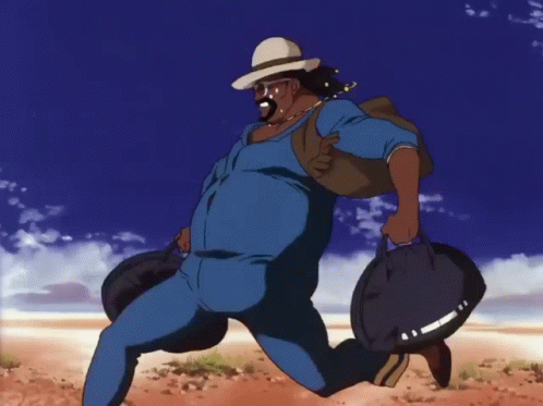 A Man In A Cowboy Hat And Blue Overalls Is Carrying A Pot GIF