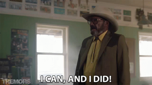 A Man In A Cowboy Hat And Suit Is Saying I Can And I Did GIF