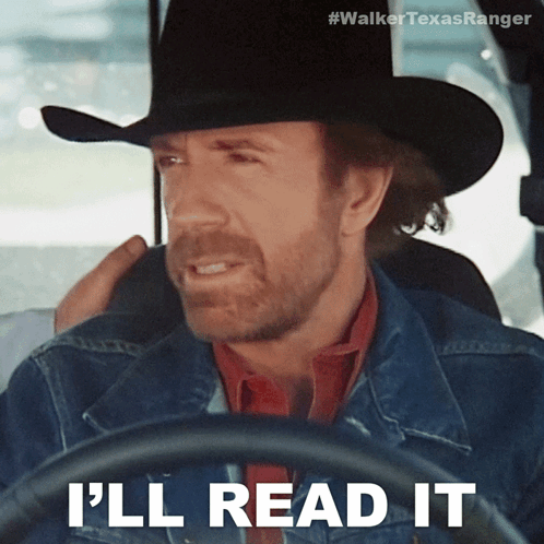 A Man In A Cowboy Hat Says I 'Ll Read It While Driving GIF