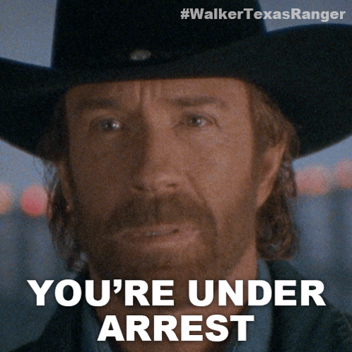 A Man In A Cowboy Hat With The Words You 'Re Under Arrest GIF
