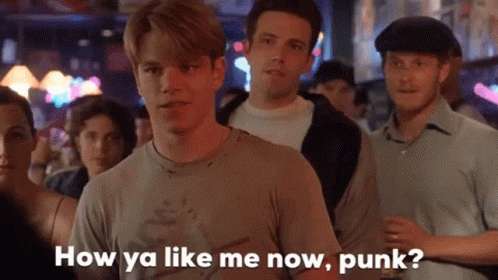 A Man In A Crowd Says " How Ya Like Me Now Punk ? " GIF