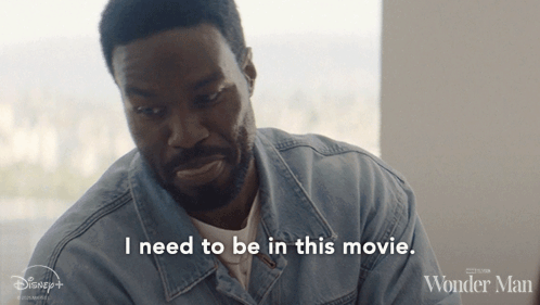 A Man In A Denim Jacket Is Saying I Need To Be In This Movie GIF