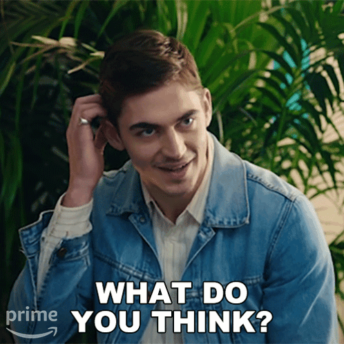 A Man In A Denim Jacket Is Scratching His Head And Says " What Do You Think " GIF