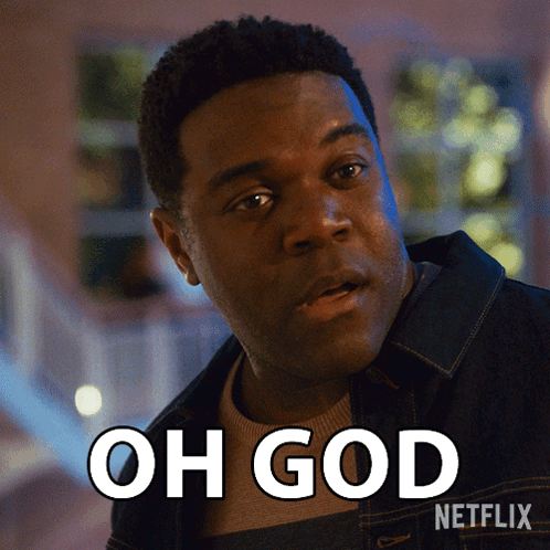 A Man In A Denim Jacket Says Oh God Netflix On The Bottom GIF