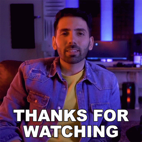 A Man In A Denim Jacket Says " Thanks For Watching " GIF