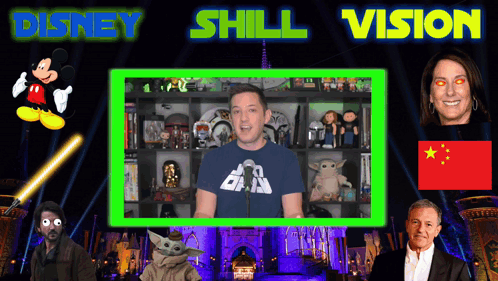 A Man In A Disney Shirt Stands In Front Of A Green Frame GIF